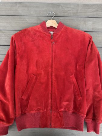 Veste bomber NANCY HELLER rouge en daim, XS fit Large S