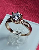 Romantischer vergoldeter Ring mit weissem Zirkonia Gr. 18
