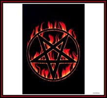 Fahne *Burning Upside Down Pentagram* - Nr. J-5523