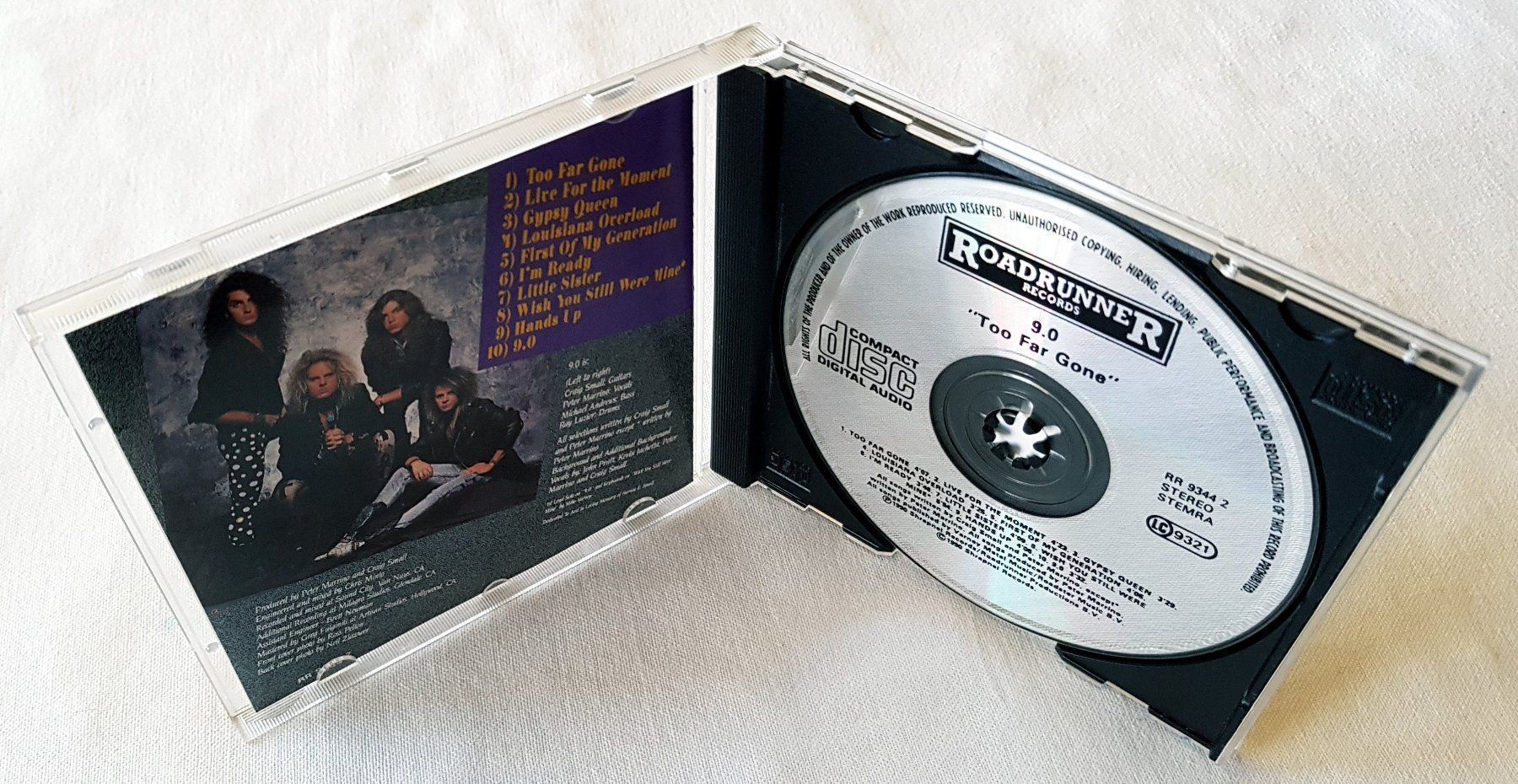 CD: 9.0 – Too Far Gone - 1990 - First Press - Roadrunner – Usato da Uster venduto da Zardodel 3