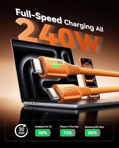 Cavi: 240W USB Kabel 2Pack Orange 2m PD Schnellladekabel auf – Nuovo e nell'imballaggio originale da Hundwil venduto da pak_b5sl 2