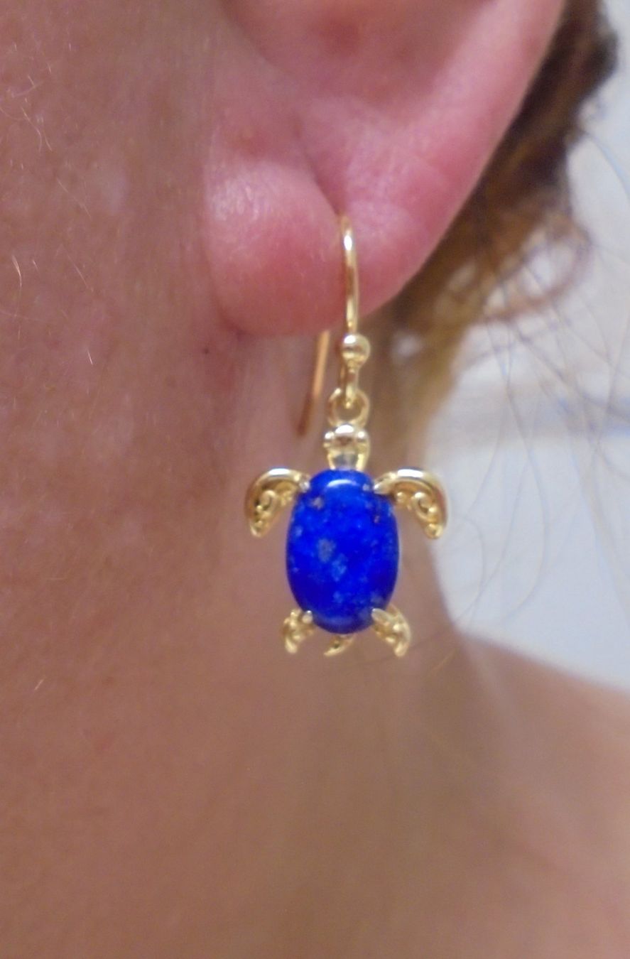 Orecchini pendenti & Orecchini a lobo: Echtschmuck: Lapislazuli Silberohrhänger, vergoldet – Nuovo (secondo la descrizione) da Zuchwil venduto da maumauchi 4