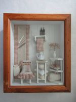 Vintage Diorama Zimmer Wanddisplay Bildbox weiss/beige