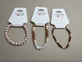 3 Armbänder Perlen Handmade neu ungetragen im Set