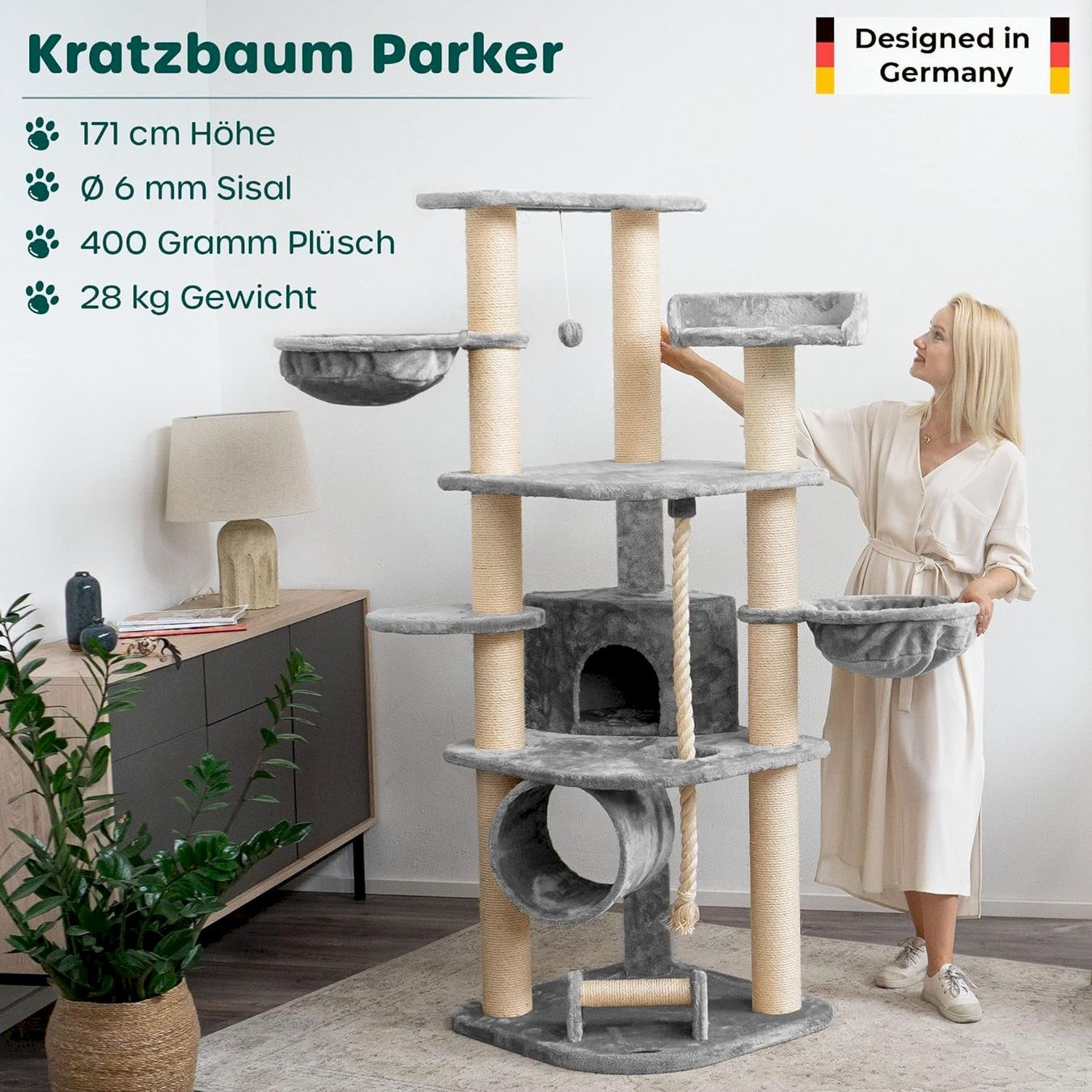 Tiragraffi: HAPPYPET Kratzbaum 171cm Grau – Nuovo e nell'imballaggio originale da Bottighofen venduto da zaap 1