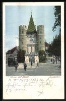 AK Basel, Strasse am Spalenthor, 1900