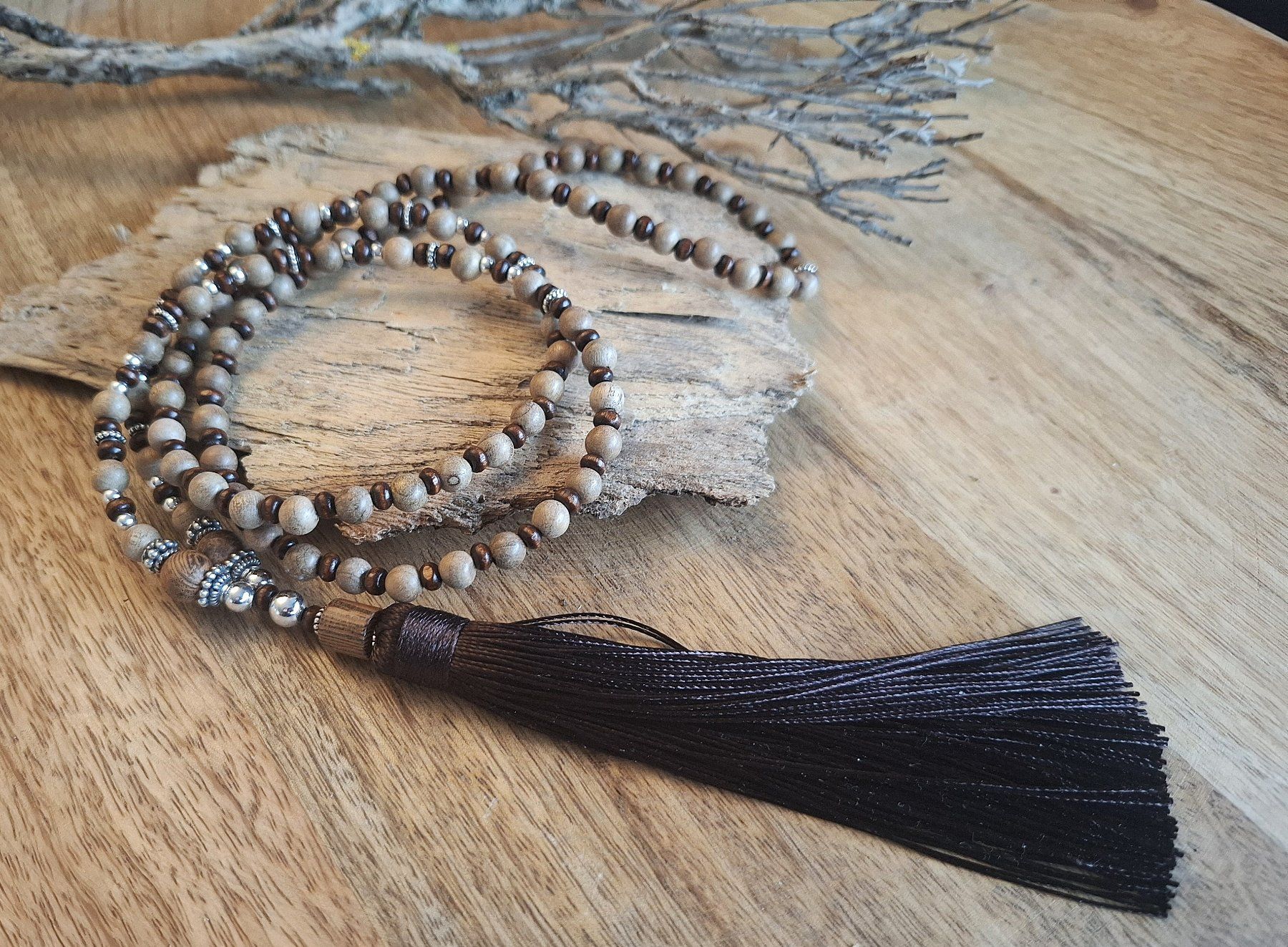 Catenine: MALA - Holzkette - Silber - beige-dunkelbraun – Nuovo e nell'imballaggio originale da Mühlethal venduto da nicita-modeschmuck 2