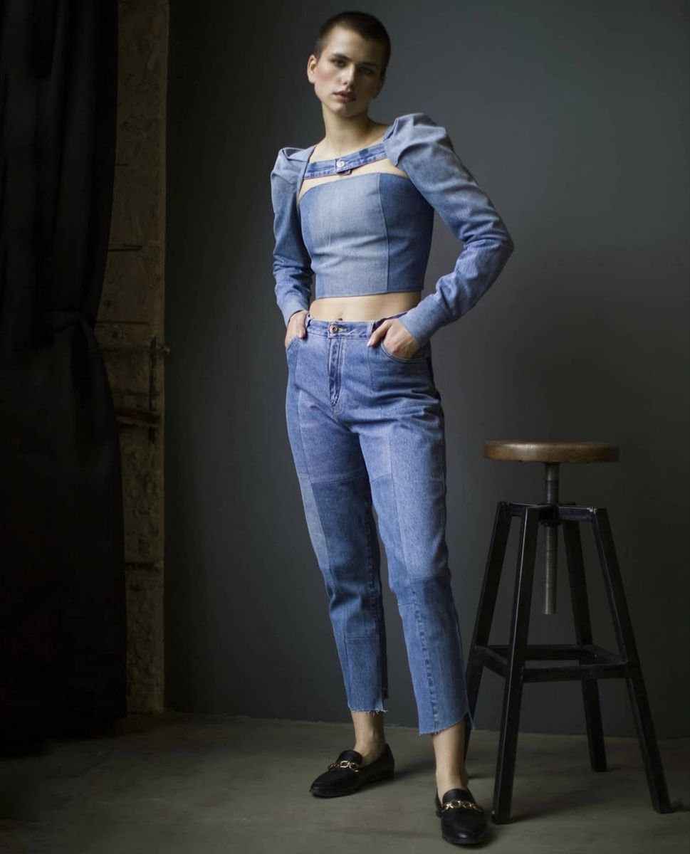 Tops: Denim Top With Statement Sleeves – Neu (gemäss Beschreibung) aus Goldau von Kseniya123 2
