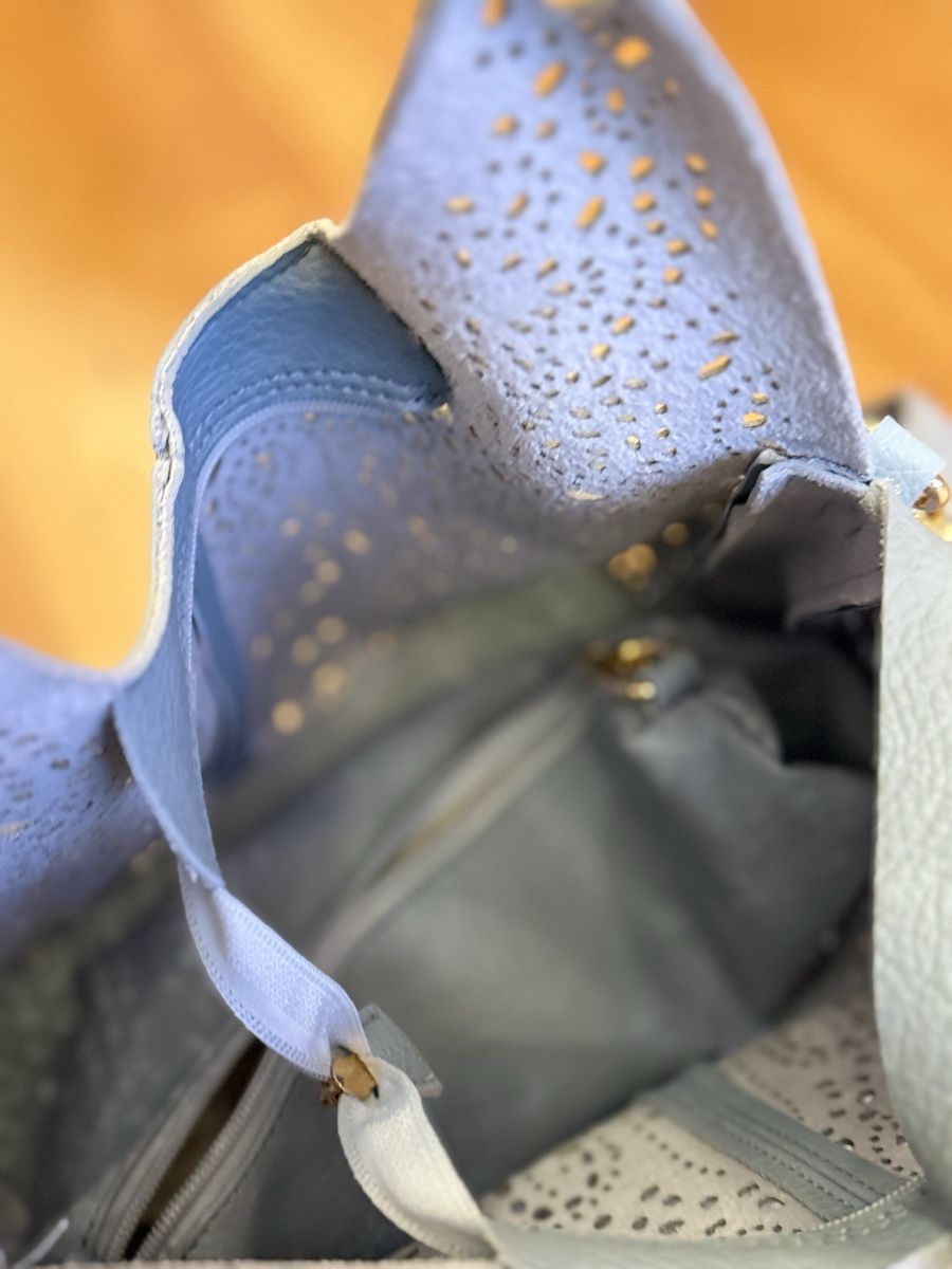 Borse da donna: Hellblaue Damen Handtasche mit Muster - Sommerlich! – Usato da Glattbrugg venduto da Toya77 6