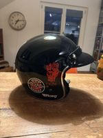 Motorradhelm Roeg Jethelm schwarz mit Aufklebern gebraucht