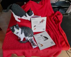 2 x Klemmbausteine Katze Marke Jekca (Schwarz/Weiss)