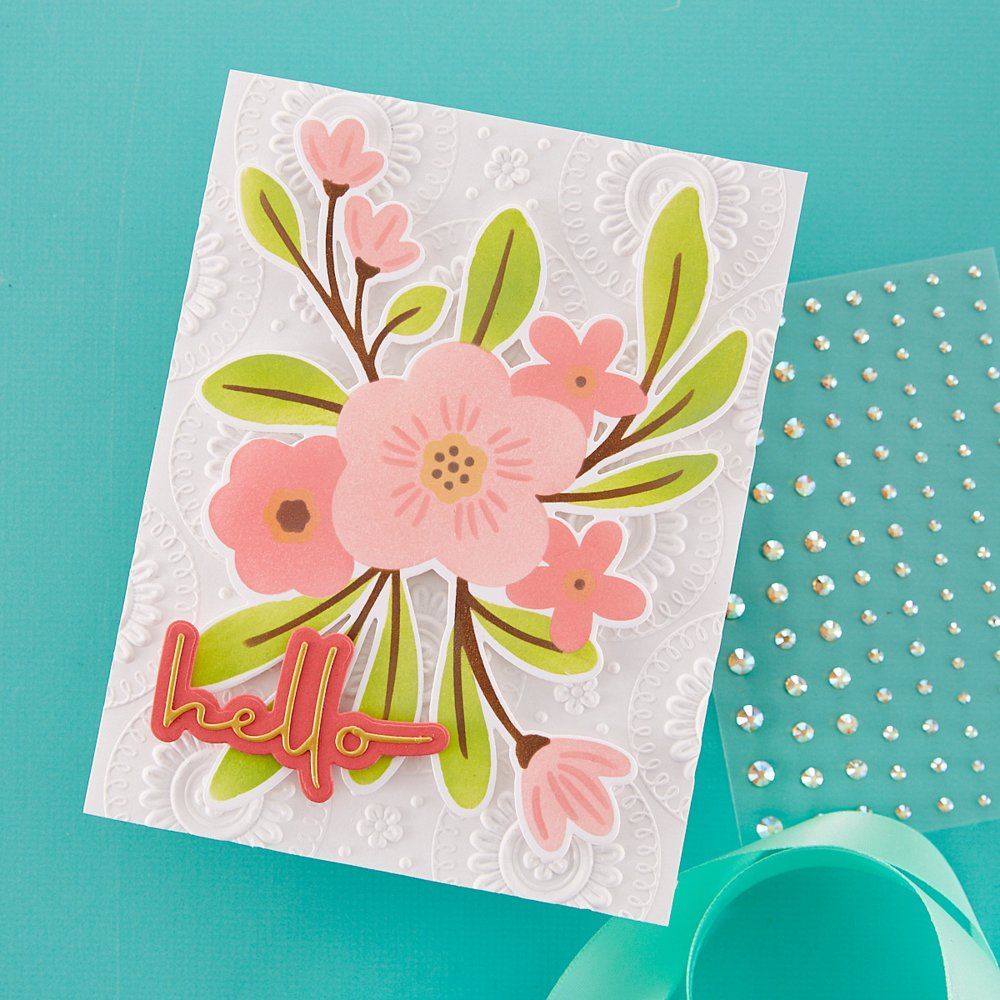 Sciablone: Spellbinders Stencil ** Hello Blooms ** – Nuovo e nell'imballaggio originale da Rubigen venduto da rofi100