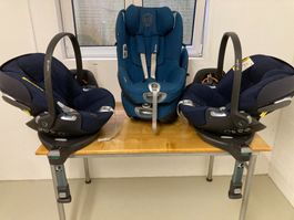 2x Cybex Cloud Z Babyschale + Sitz + Isofix-Basis