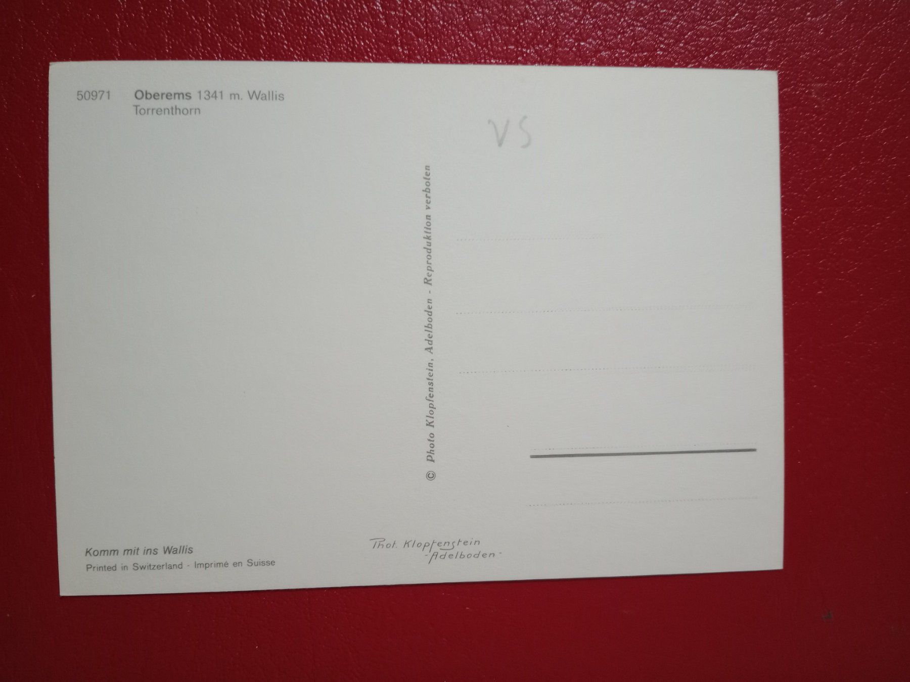 Cartoline postali: Oberems Wallis Wappen – Usato da Küttigen venduto da Melisch1000 1
