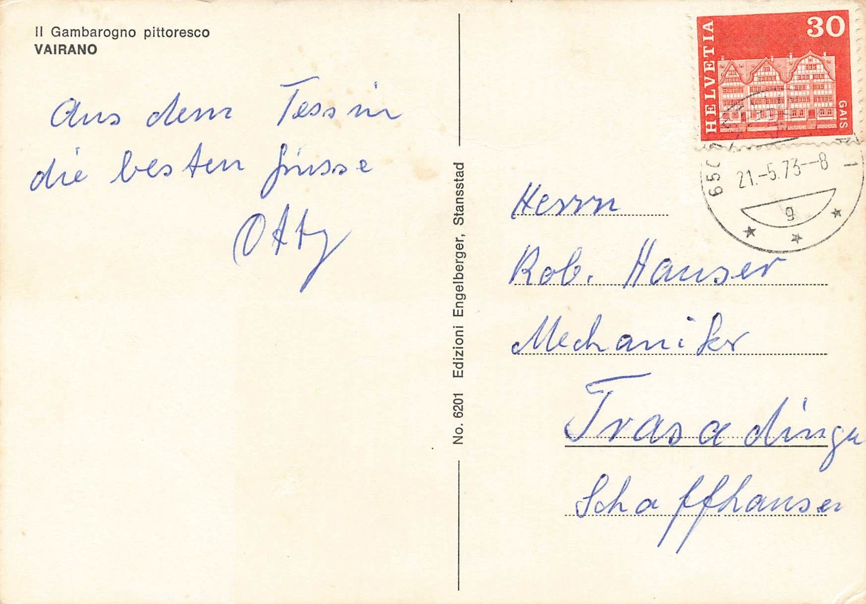 Cartoline postali: Gambarogno Vairano – Usato da Biasca venduto da Blenio71 1