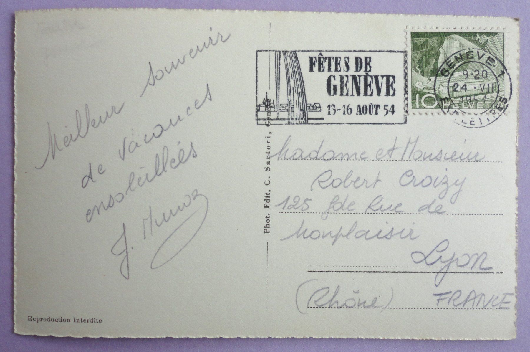 Cartoline postali: Genève - La Rade et le Mt-Blanc – Usato da Fétigny venduto da Billy2miny 1