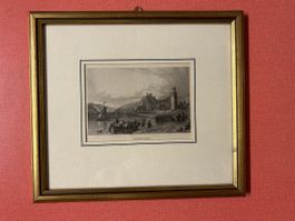 Antike gerahmte Grafik "Oberwesel" Rhein Romantik pur!