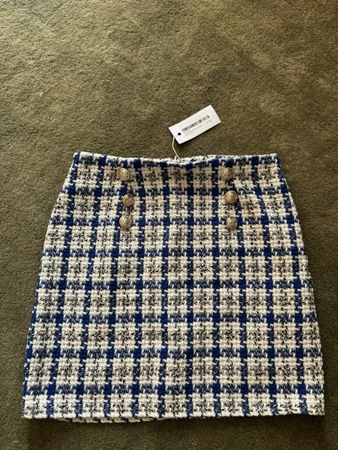 Jupe blau/weiss kariert mit Knöpfen onesize