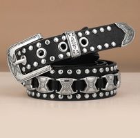Schwarzer Punkgürtel mit breiten Nieten - Ceinture punk noir