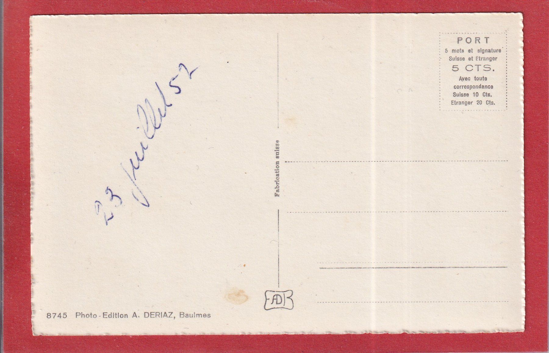 Cartoline postali: Les Diablerets - Le Meilleret - 1952 – Usato da Orvin venduto da Pyaeschli 1