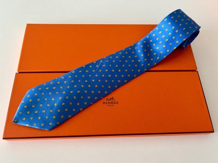 Cravate HERMES-Paris „Evolution Blue“ - avec box original