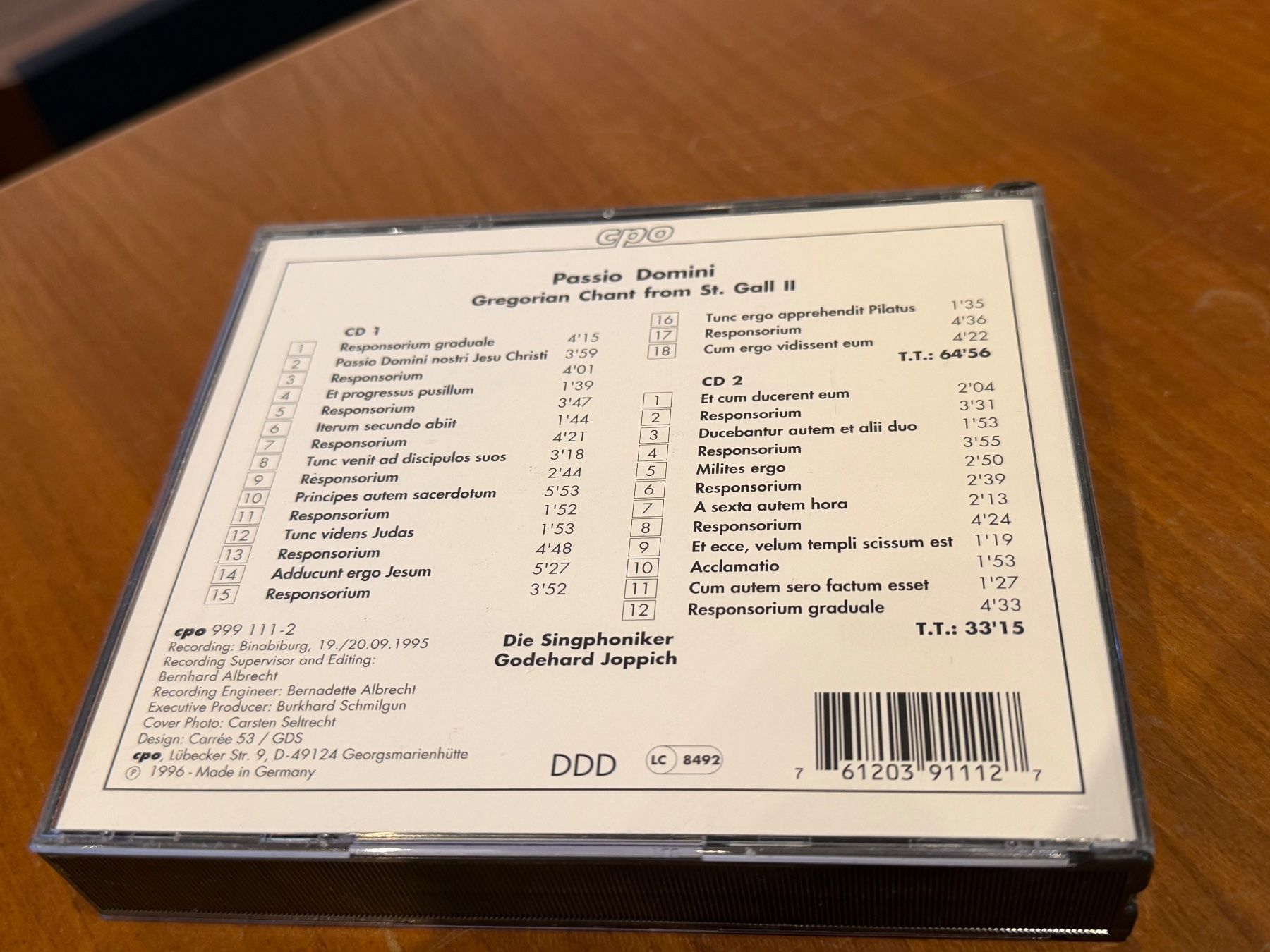 CD: Godehard Joppich - Passio Domini: Gregorian Chant - KA01C – Usato da Küsnacht ZH venduto da JazzRecords 1