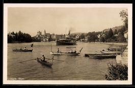 Thun, Seepartie mit Dampfer und Ruderboo