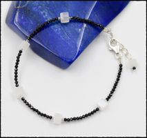 ♛ Mondstein - Spinell  Armband 925 Silber