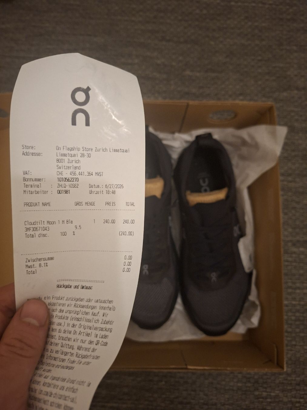 Scarpe da uomo: On Cloudtilt Moon komplett ungetragen – Nuovo e nell'imballaggio originale da Basel venduto da jul_9c5x 3