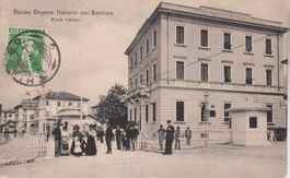 AK Ponte Chiasso - Nuova Dogana Italiana con Barriera 1911