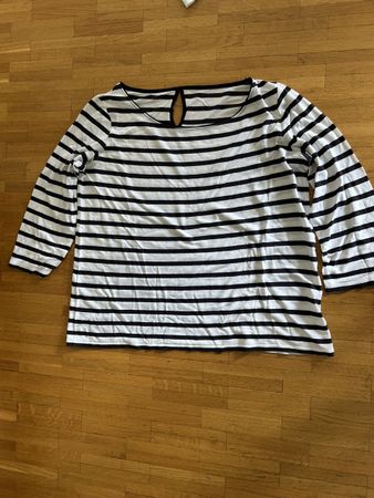 Zara, t-shirt, coton viscose, rayé, bleu blanc, taille M