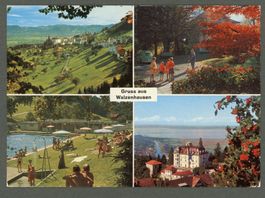 AK col Walzenhausen AR 4- fach-Multibild, Bahnstempel ≈ 1973