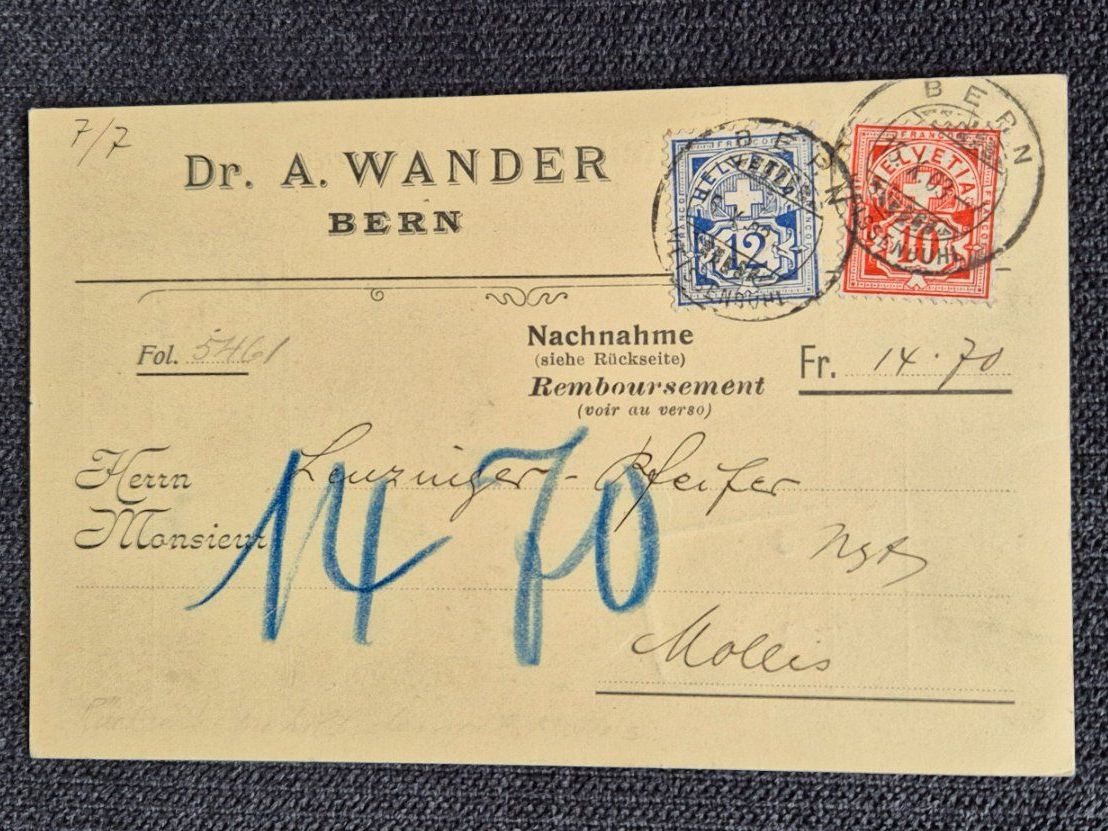 Tutti i francobolli: Nachnahme von Bern, Dr. A. Wander, 1903 – Usato da Horw venduto da mi.ba
