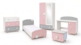 Schönes 5-teiliges Mädchen-Kinderzimmer-Set „Sterne“