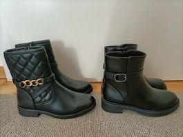 Schuhpaket mit 2 Paar schwarzen Stiefeletten in Gr. 37, NEU!
