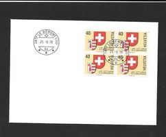 FDC Nr. 621 Viererblock ET Le Bémont (JU) 25.9.1978