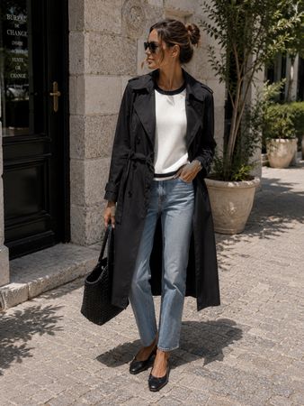 Ralph Lauren Trenchcoat Gr. M Schwarz Klassiker UNGETRAGEN