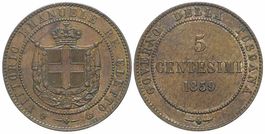 Italien, 5 Cents 1859, Toscana
