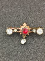 Jugendstil Tombak Brosche mit schmucksteine besetzt Top