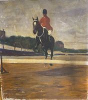 Edler Reiter mit Pferd 36 x 32 cm Öl / Leinwand