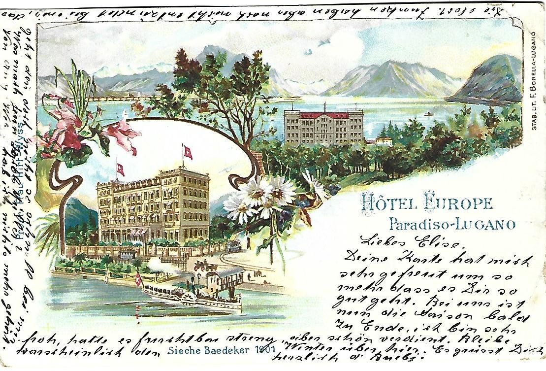 Cartoline postali: Hotel Europe Paradiso Lugano – Usato da Wetzikon ZH venduto da Brulu100