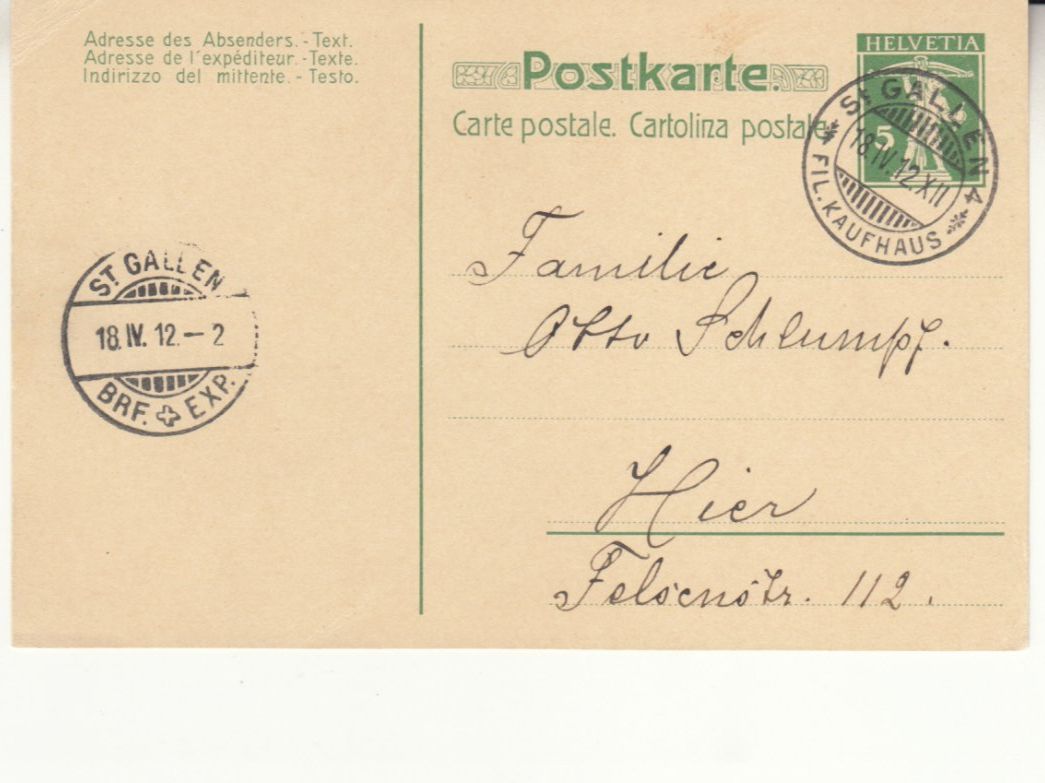 Alle Briefmarken: SGK PK 044 St. Gallen – Gebraucht aus Bürglen TG von StampGraf
