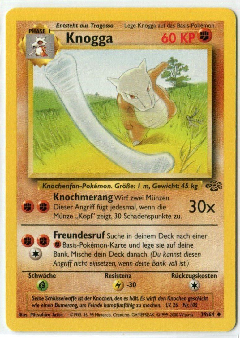 Pokémon Carte collezionabili: Knogga Dschungel 39/64 Deutsch MINT – Nuovo (secondo la descrizione) da Dornach venduto da Deco89