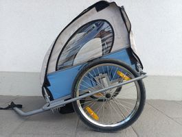 Fahrradanhänger blau grau für Kinder gebrauchter Zustand