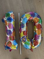 XXL Folienballon Zahl 10, Deko zum 10. Geburtstag, neuwertig