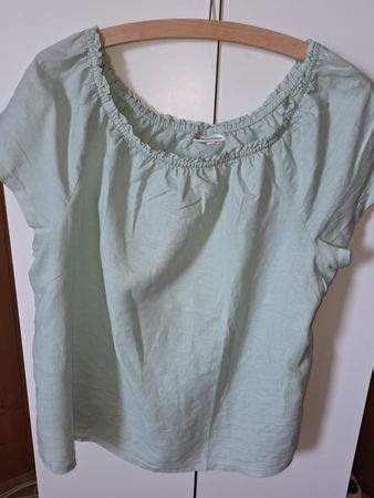 Mintfarbenes Leinen Baumwolle T-Shirt Bluse Street One 42