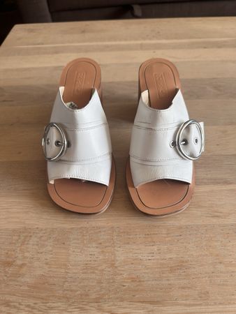 Topshop Pantoletten, weiss, Gr. 37, Echtleder, Sommer!