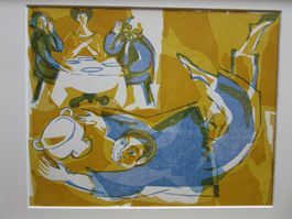 HANNS STUDER HOLZSCHNITT 1950/60 MIT PASSEPARTOUT 30X40CM