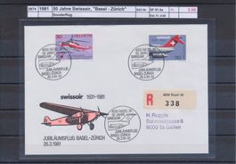 1981 "50 Jahre Swissair", Sonderflug "Basel - Zürich"