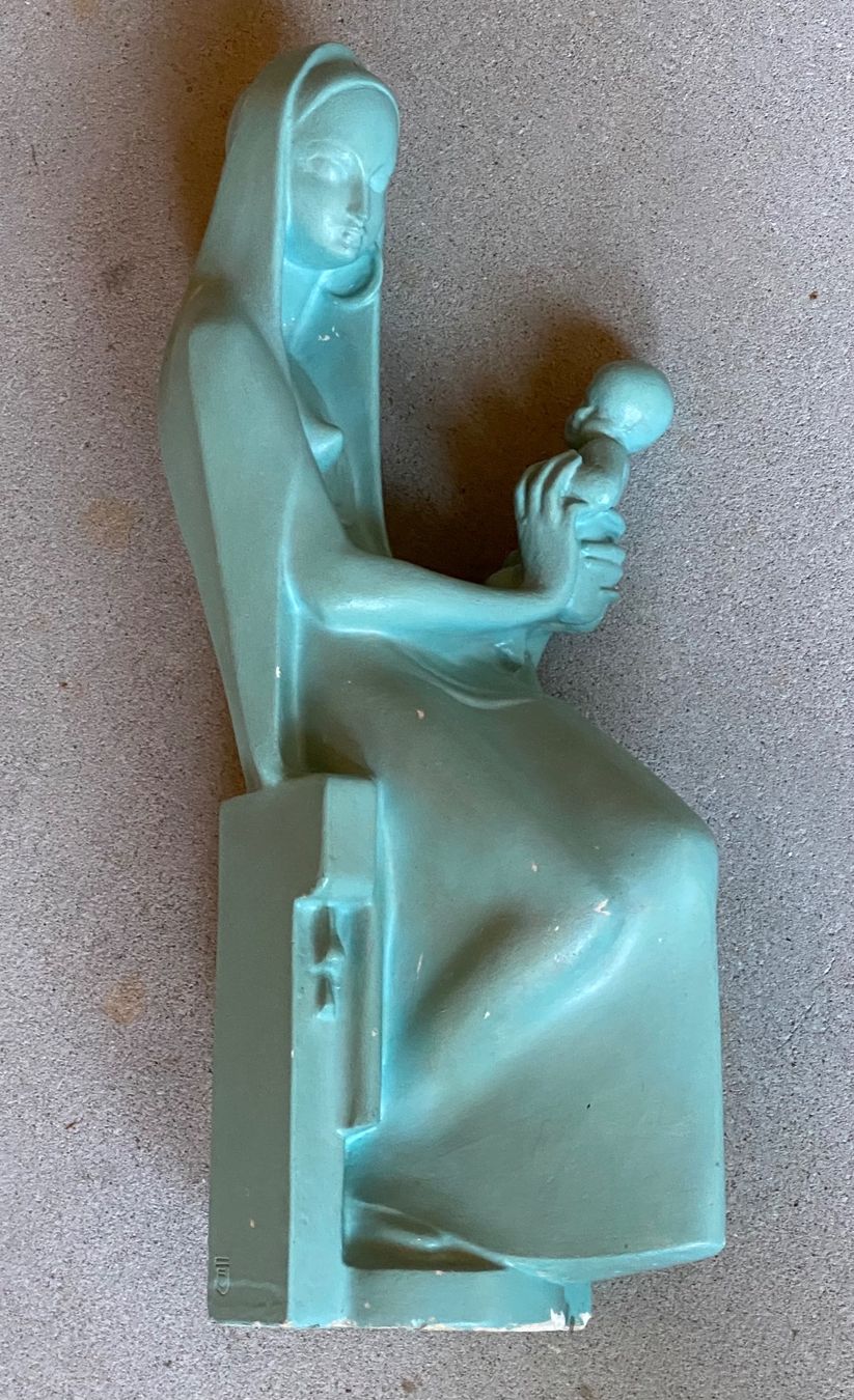 Statuette: schöne Madonna, hellblau, Handarbeit aus Ton – Usato da Dietlikon venduto da sepiwaku 1